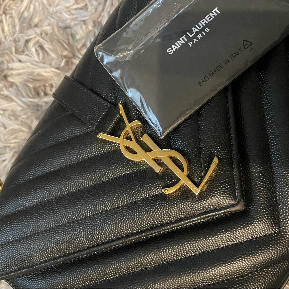 Ysl monogram leather shoulder bag medium